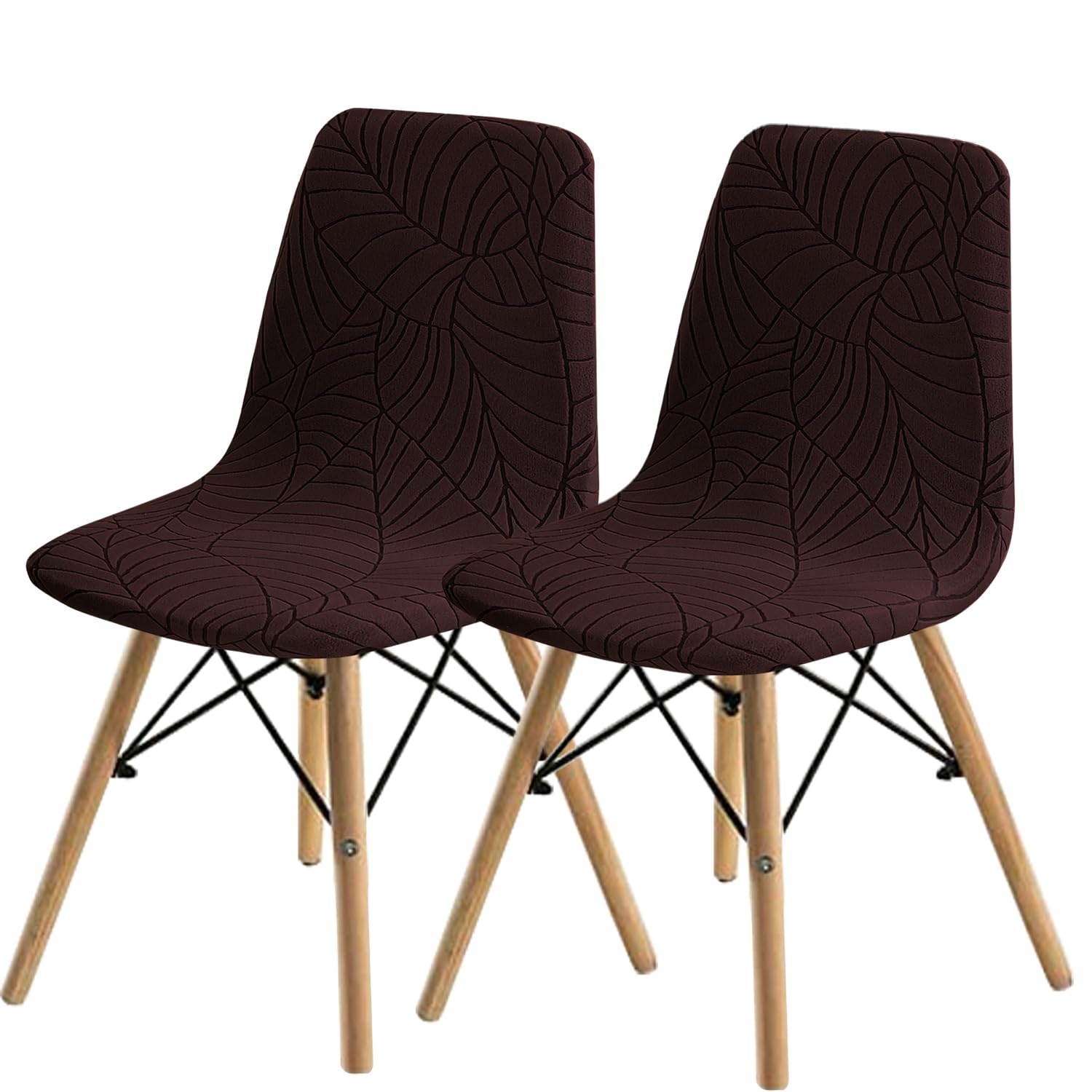 SHENGYIJING Dining Chairs Covers Set of 2/4/6, Style Shell Mid Century Modern Accent Side Chair Covers (Brown, 2 Pieces)