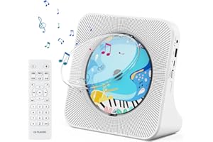 QOOSEA CD Player Bluetooth CD Players for Home Desktop CD Player with Speakers Dual Bluetooth Portable CD Player Bluetooth with LED Screen AUX Port FM Radio USB Port IR Remote Control (White)