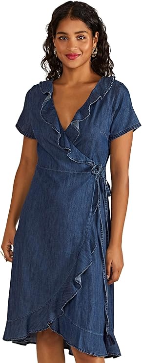 yumi wrap denim dress