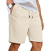COOFANDY Mens Casual Shorts Cotton Elastic Waist Drawstring Beach Shorts | Stretch Twill Chino, Lightweight Breathable, Flat 