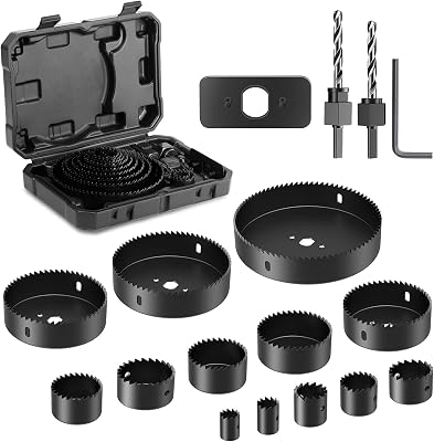 Serras copo hychika, conjunto de serra circular de 19 peças com 13 serras copo ø19-127mm, broca ideal para placas finas de madeira, placas de pvc e plástico
