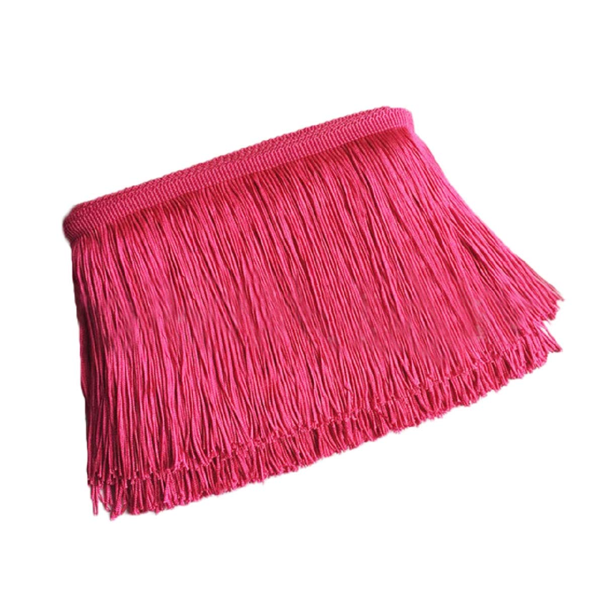 Yalulu 10 Meters 10 Wide Lace Fringe Trim Tassel Fringe Trimming for DIY Latin Dress Stage Clothes Accessories Lace Ribbon (Rose Red)
