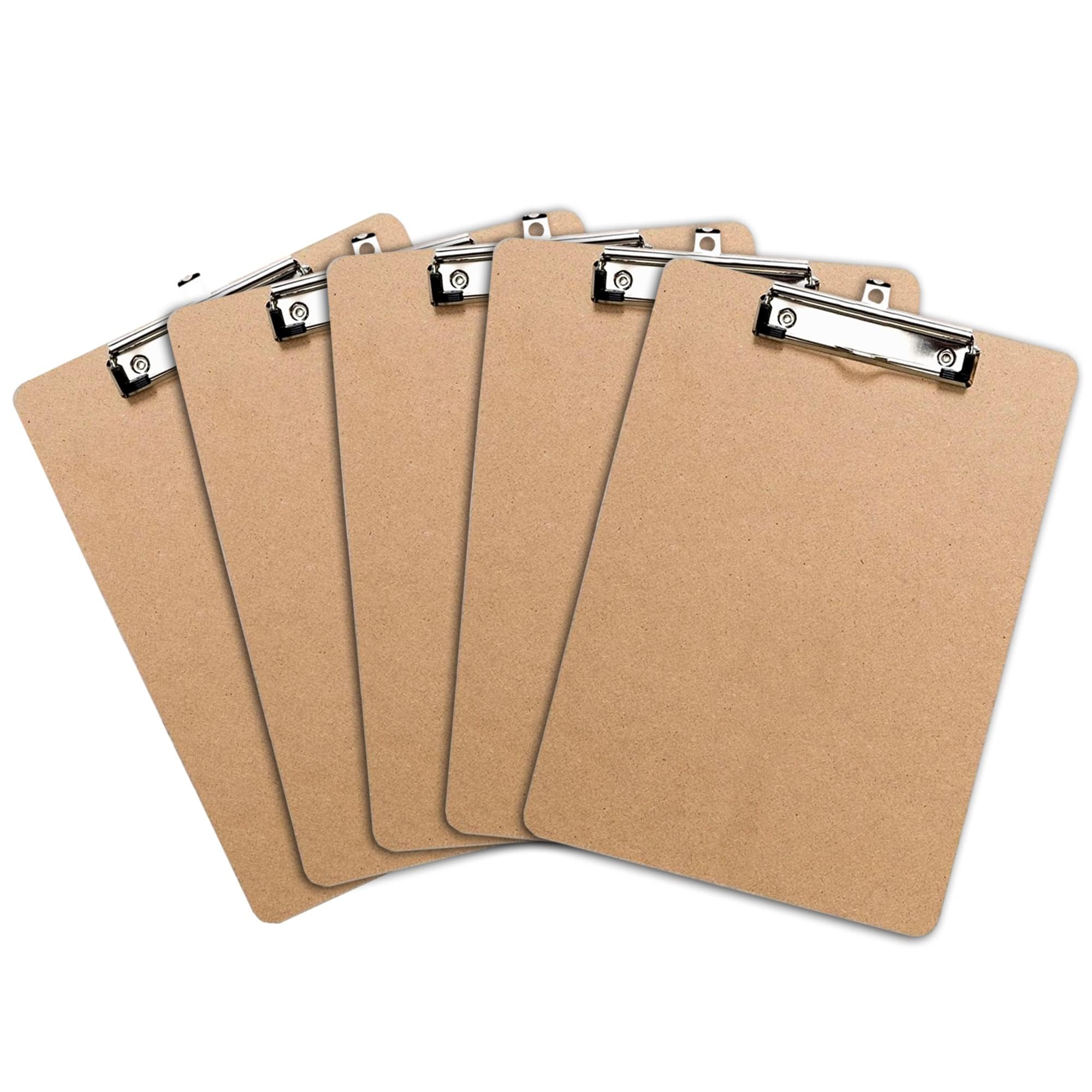 Clipboards (Set of 5) by Office Solutions Direct! ECO Friendly Masonite Clipboard Pack, Low Profile Clip Standard A4 Letter Size, Classroom Supplies