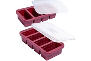 Souper Cubes 1 Cup Silicone Freezer Molds With Lid - Easy Meal Prep Container and Kitchen Storage Solution - Silicone Freezer Trays With Lids for Food, Sauces, Desserts and More - Cranberry - 2-Pack