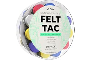 ADV Tennis Racket Grip Tape - 30-Pack Multi-Color Dry FeltTac Ultra Absorbent Tennis Grip Tape with Exclusive Material for High Velvety Comfort - Pro Tested & Designed Tennis Overgrip Tape