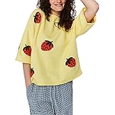 Yidarer Women’s Print Knitted Half Sleeve Top Cropped Lightweight Pullover Sweaters Crew Neck Casual Daily Outfits