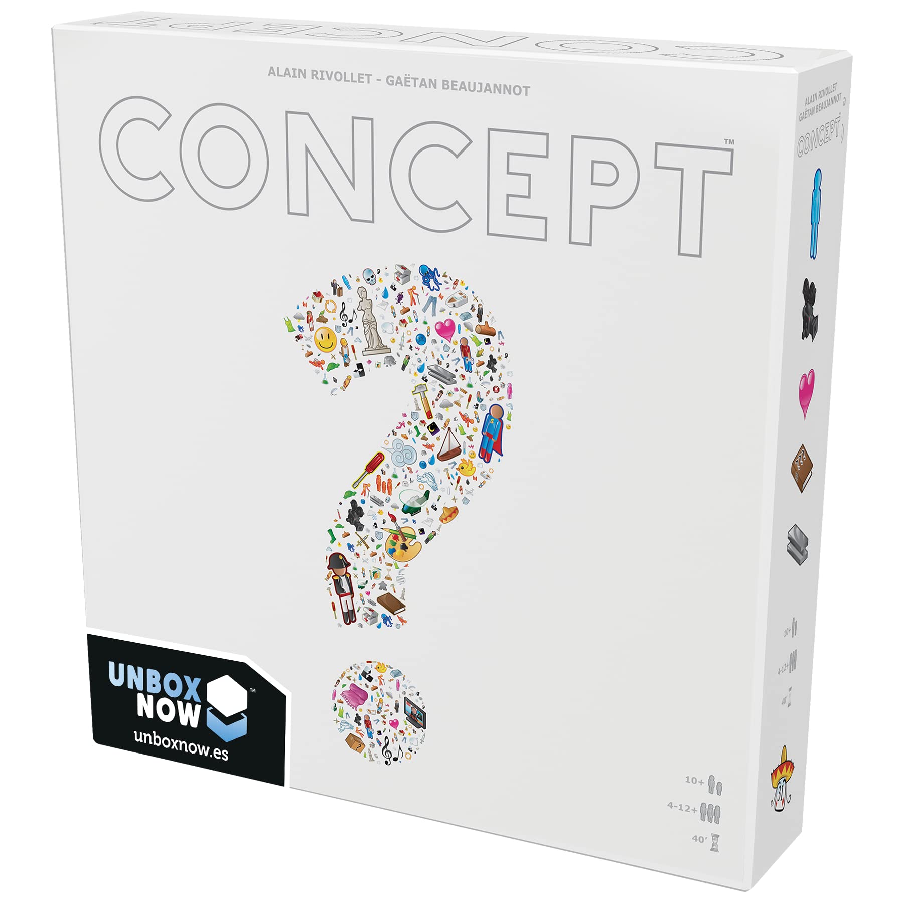 Repos Production-Concept - Guess Hundreds of Items, Characters, and Titles when Combining Universal Icons - Board Game in Spanish, White (CON01ES) [English language not