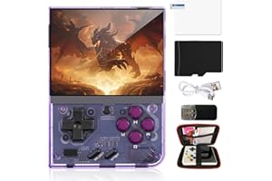 WESICH Miyoo Mini Plus Retro Game Console,3.5 Inch IPS Classic System Retro Video Games Consoles,with 64G TF Card,Supports 12000+ Classic Games and Wireless Networt Handheld Console(Purple)