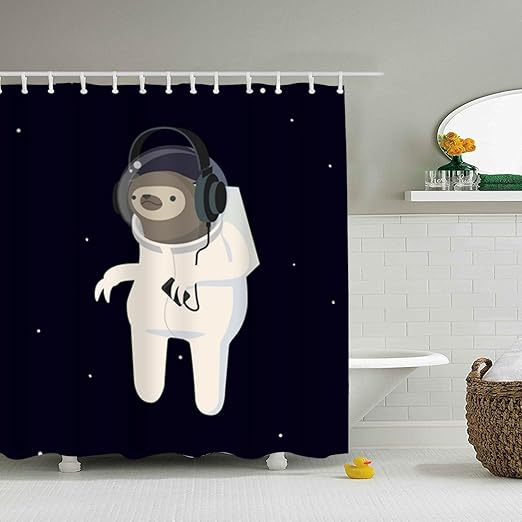 Amazon Com Wanl Cartoon Sloth Astronaut Shower Curtain Bath