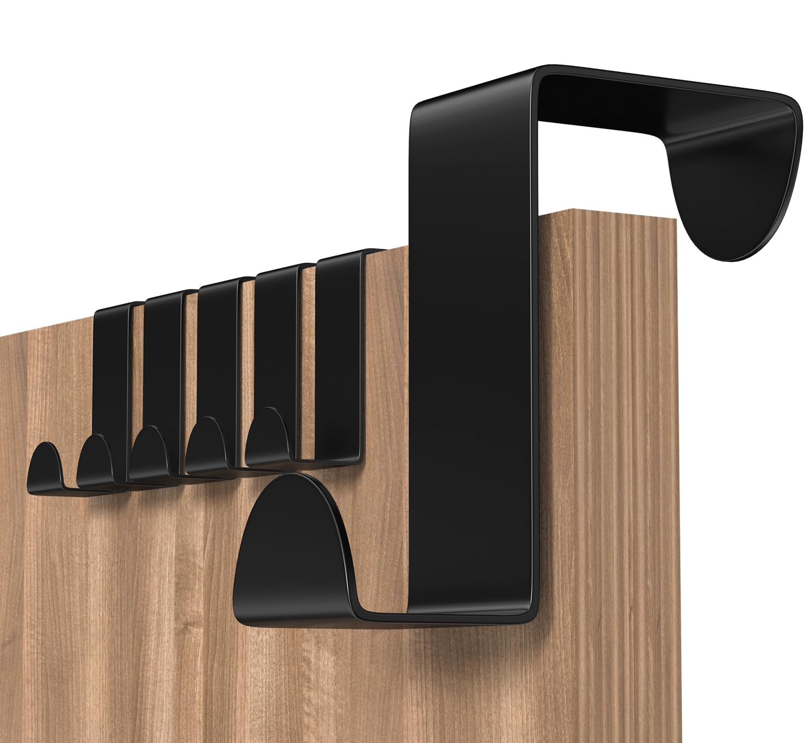 Shexkent Door Hooks, 6 Pack Over Door Hanger Stainless Steel - Coat Hooks - Over Door Hook Ideal for Bedroom, Bathroom, Kitchen, Wardrobe, Black