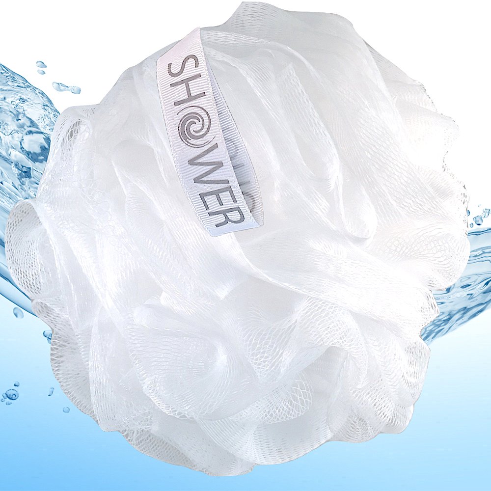 Loofah Bath Sponge XL 75g Soft Set by Shower Bouquet: 4 Pack Pastel Colors - Extra Large Mesh Pouf Scrubber for Men and Women - Exfoliate with Big Lathering Cleanse: Beauty
