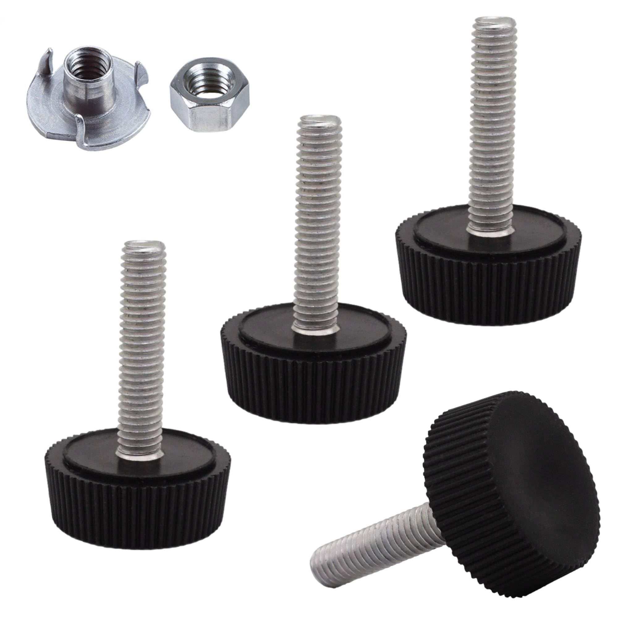 SKIR'CO 4 pcs, Furniture Leveling Feet M5 x 20 mm, Adjustable Metal Round Legs, Threaded M5 Stem, Leveler Foot (Nuts Included)