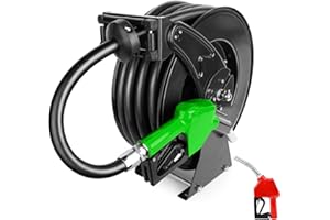 FADHOLE 3/4 Inch Fuel Hose Reel Black, 300PSI Diesel Fuel Transfer Hose Working with 12V Pump & Tank, 3/4" x 50ft Retractable Hose Reel with Fuel Nozzle, Manual Reel for Boat Def Fluid Truck Bed Trailer Cart
