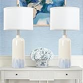 Sucolite 26" Ceramic Table Lamps Set of 2, Coastal Living Room Table Lamps with White Fabric Shades, Large Modern Bedside Lam