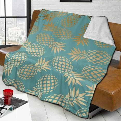 KCOUU Elegante manta de franela de piel sintética dorada tropical de