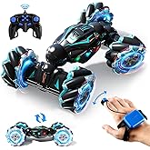 Deejoy 1:12 Gesture Sensing RC Stunt Car, 2.4GHz 4WD Hand Controlled Remote Control Car for Boys 8-12, Double Sided Rotating Off Road Vehicle 360° Flips with Lights Music for Birthday