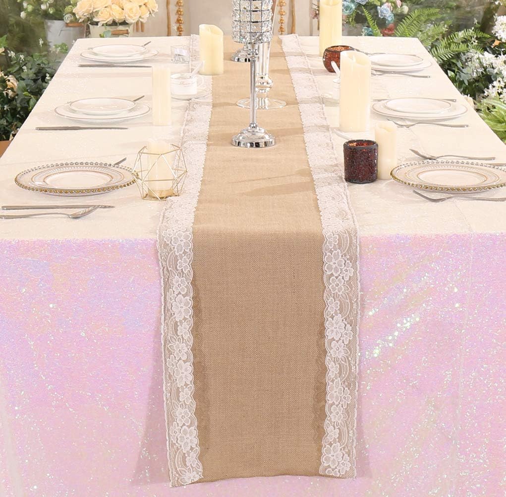 Best burlap lace table runner 12 x 120