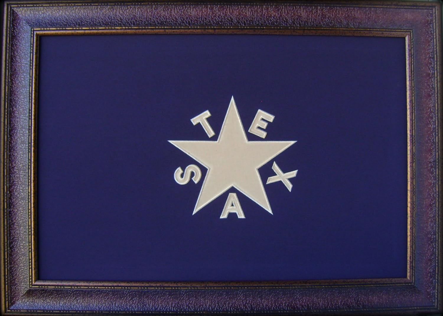 R&R Large Blue Texas Flag Framed Aged De Zavala Real Rustic Western Custom Framed