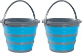 Bramble 2 Pack 10 Litre Collapsible Silicone Bucket Blue Grey Portable view 1