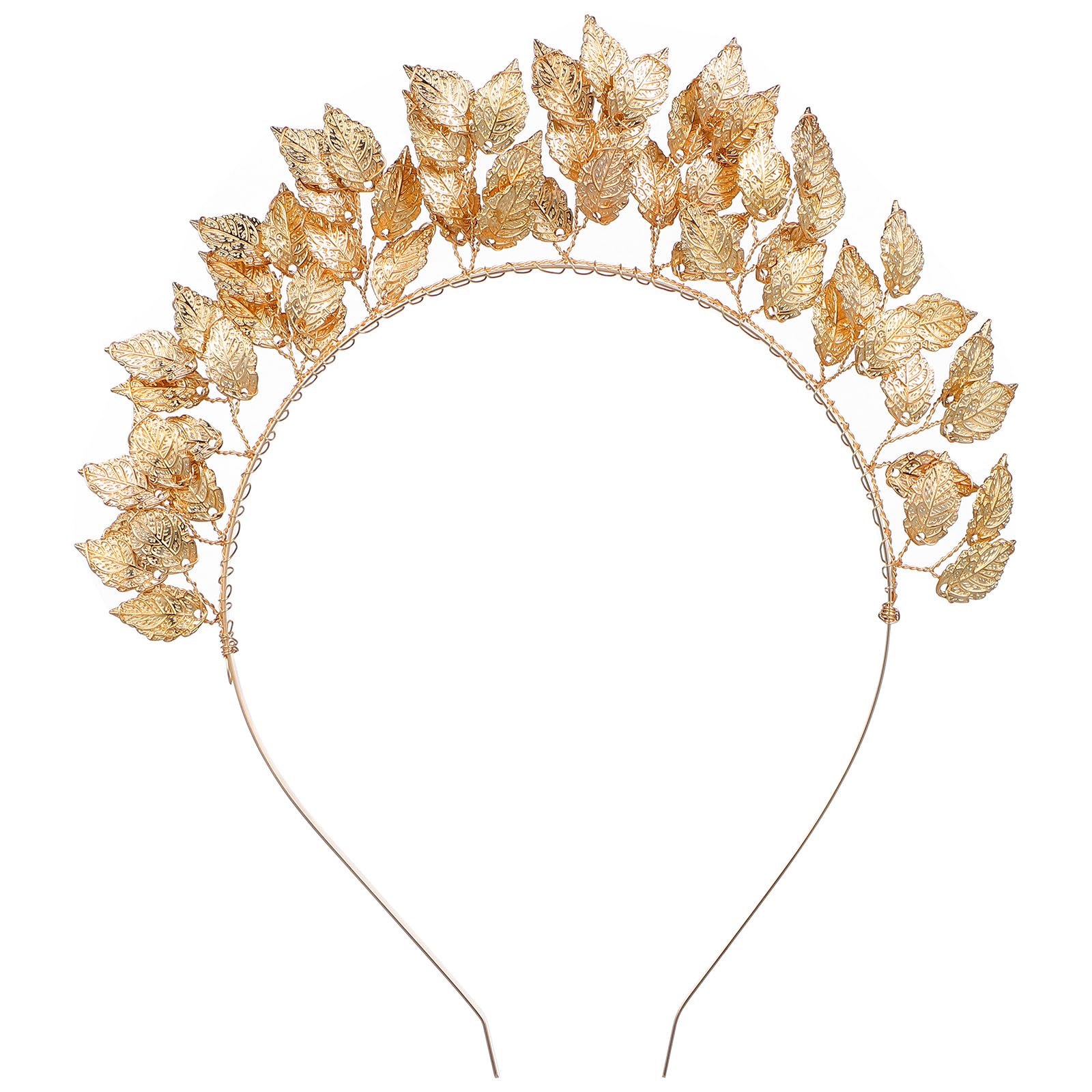 minkissy Leaves Headband Greek Headband Goddess Costume Accessories for Wedding Pageant Birthday Women Miss (Golden) Gold Headpiece Gold Leaf Hair Band