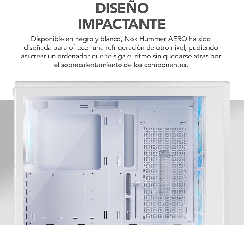 Hummer Aero – ATX Mid-Tower |M-ATX | O ITX inclui 4 ventoinhas ARGB PWM de 140mm, malha frontal, lado de vidro temperado, USB-C e USB 3.0, suporte a GPU de 420mm, filtro magnético, branco
