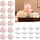 WPPNSY 24 Pcs Floating Candles for Centerpieces and Floating Flowers Artificial Flowers Head Vase Filler for Party Home Table Wedding Centerpieces Decoration (Pink)