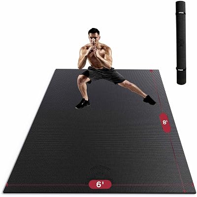 HAPBEAR Thick Non Slip Gym Mat 244x183x8mm PVC Large for Home Gym Yoga Pilates