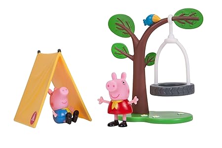 Peppa Wutz Camping Spaß 92695 - Spielset mit Peppa und Schorsch, einem Zelt und einer Baumschaukel, ideales Spielzeug für Kin
