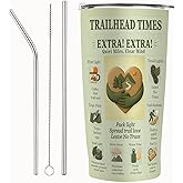 SNUGLYZEN Hiking Tumbler 20oz Stainless Steel Travel Mug – Mountain Hiker Art, Trail Poster Style, Camping & Outdoor Adventure Gift for Men & Women