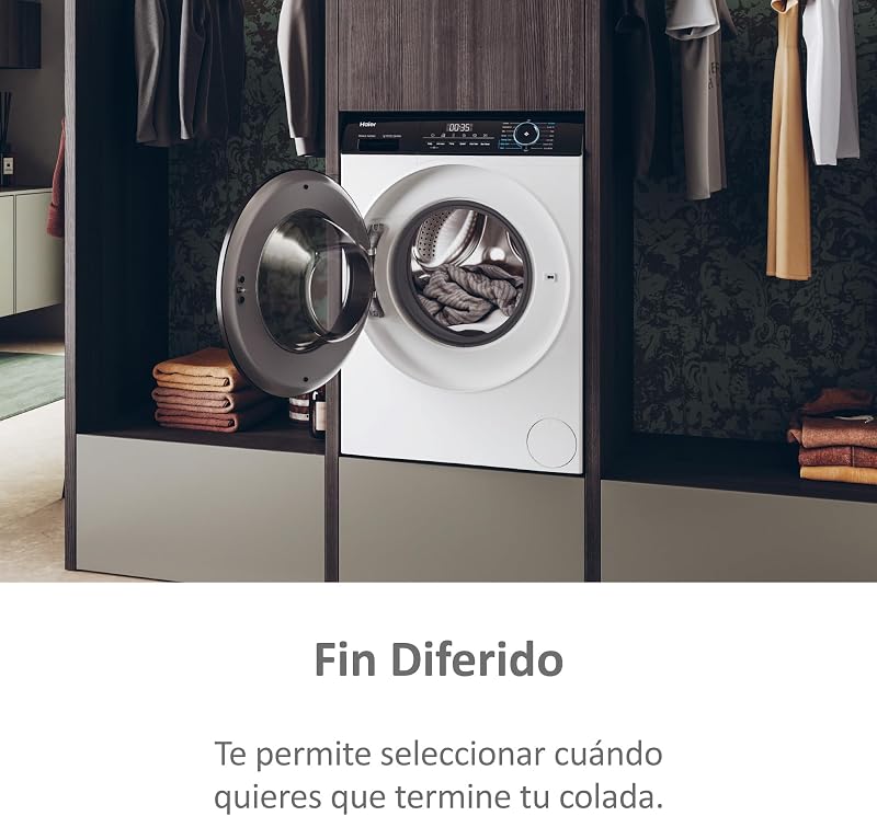 Haier i-pro series 3 hwd90-b14939-ib - máquina de lavar e secar, capacidade 9 kg + 6 kg, motor de movimento direto, abt, atualização, final atrasado, detector de kg, instalação gratuita, largura de 60 cm, 1400 rpm, branco