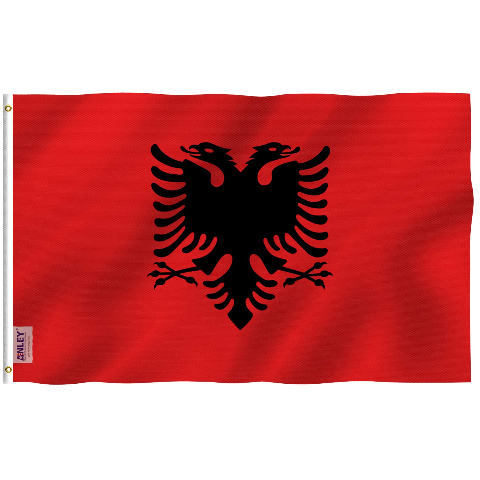 ANLEY Fly Breeze 3x5 Foot Albania Flag - Vivid Color and UV Fade Resistant - Canvas Header and Double Stitched - Albanian National Flags Polyester with Brass Grommets 3 X 5 Ft