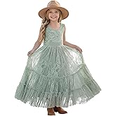 2Bunnies Flower Girl Dress Lace Boho Toddler Dresses Ruffle Girl Dress for Wedding Garden Party Holiday Communion Sleeveless