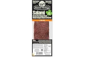 Atwood Heritage Grass-Fed Angus Beef Sliced Salami, High Protein Snack, Gluten-Free, Nitrate-Free, Made in Canada, 125g