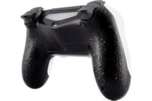 eXtremeRate Textured Black Comfortable Non-Slip Custom Back Housing, 3D Splashing Case Cover, Game Improvement Replacement Bo