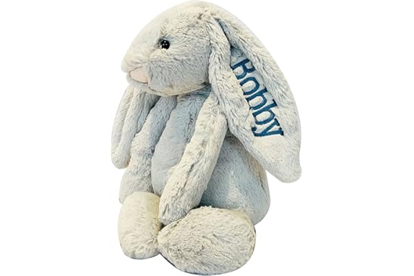 Embroidered Plush Bunny with Child's Name Handmade Custom Plush Toy Child's First Easter Gift