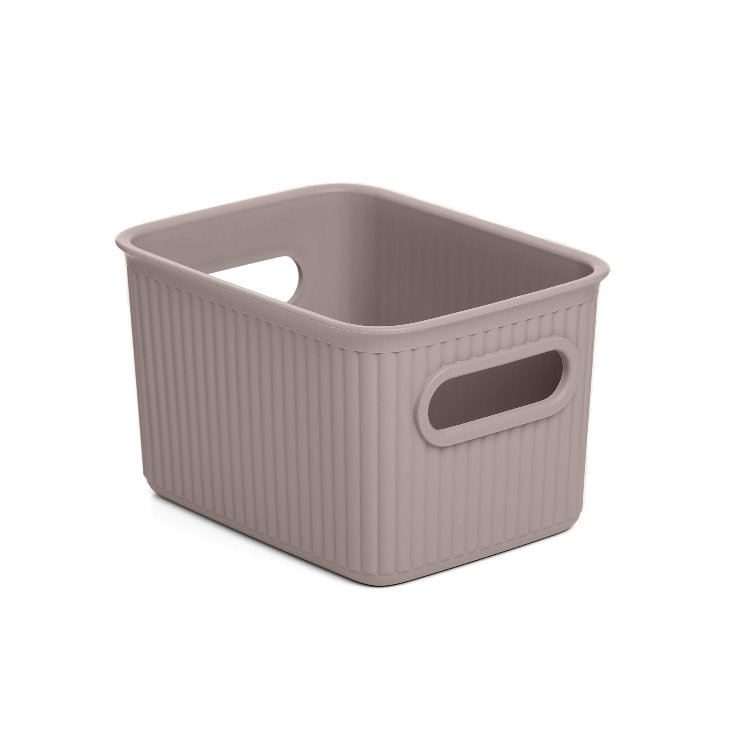TATAY Plastic Storage Basket 1.5 L Baobab | Organizer Box | Integrated Handles | Compact and Versatile Design | BPA-Free Plastic | 12.5x16.4x10 cm, Taupe