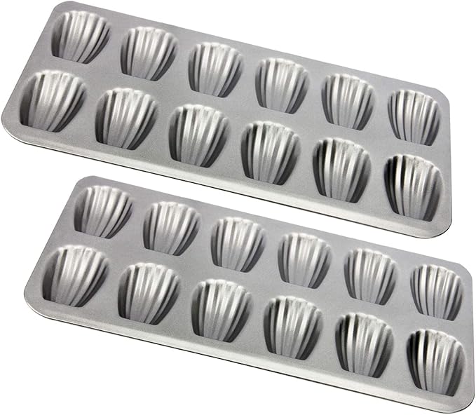 Madeleine Pans, 12Well Nonstick Baking Pans, Set of 2, TAOUNOA Shell