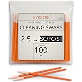 Sysotek Fiber Optic Cleaning Swabs - 100 Pack - SC 2.5mm - for Cleaning Optical Components. Lint Free Anti-Static Swabs, Clea