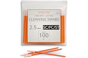 Sysotek Fiber Optic Cleaning Swabs - 100 Pack - SC 2.5mm - for Cleaning Optical Components. Lint Free Anti-Static Swabs, Clea