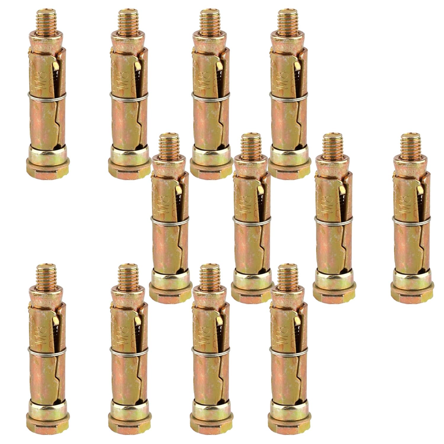 12 Pcs Expansion Bolt Carbon Steel - Weather-Resistant Anchor Bolts for Concrete, M8 x 6cm, Heavy-Duty Versatile Screws for Indoor and Outdoor Use, Secure Fastening for Shelves, Cabinets, and Wall-Mou