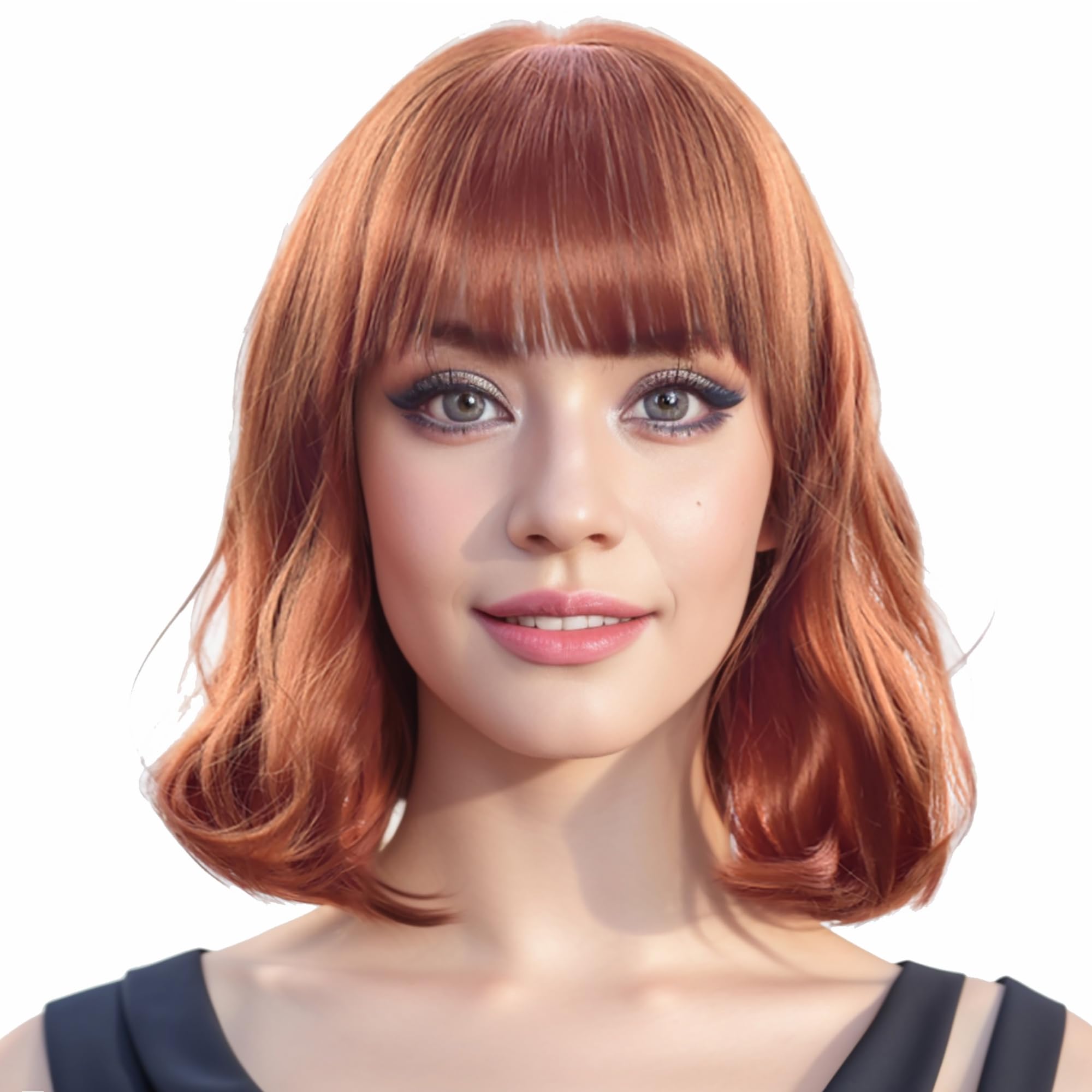 IMISSU Short Curly Hair Bob Wigs Cosplay Wig with Bangs Halloween Costume Party Headwear for Women (Orange)