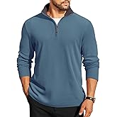 COOFANDY Mens Quarter Zip Pullover Lightweight Sweater Casual Long Sleeve Corduroy Half Zip Sweatshirt