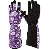 COOLJOB Thorn Proof Rose Pruning Garden Gloves for Women, Long Sleeve Padded Yard Work for Bush, Blackberry, Cactus, Heavy Duty/Puncture Resistant/Machine Washable, Medium, Purple