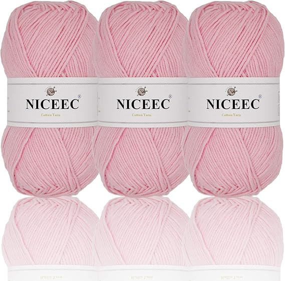 NICEEC 3 Skeins Soft Cotton Yarn 5ply Baby Yarn for