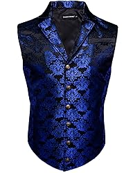 Barry.Wang Royal Blue Black Victorian Vest Loki Men