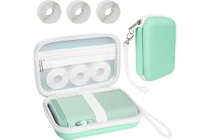 Teyomi Case Compatible with NELKO P21, for NIIMBOT D110, for JADENS D110 Label Maker with 3 Roll Label Tape(Label Paper 1/2" x 1 1/2" (12mm X 40mm))-Hard Shell Storage Bag-Green