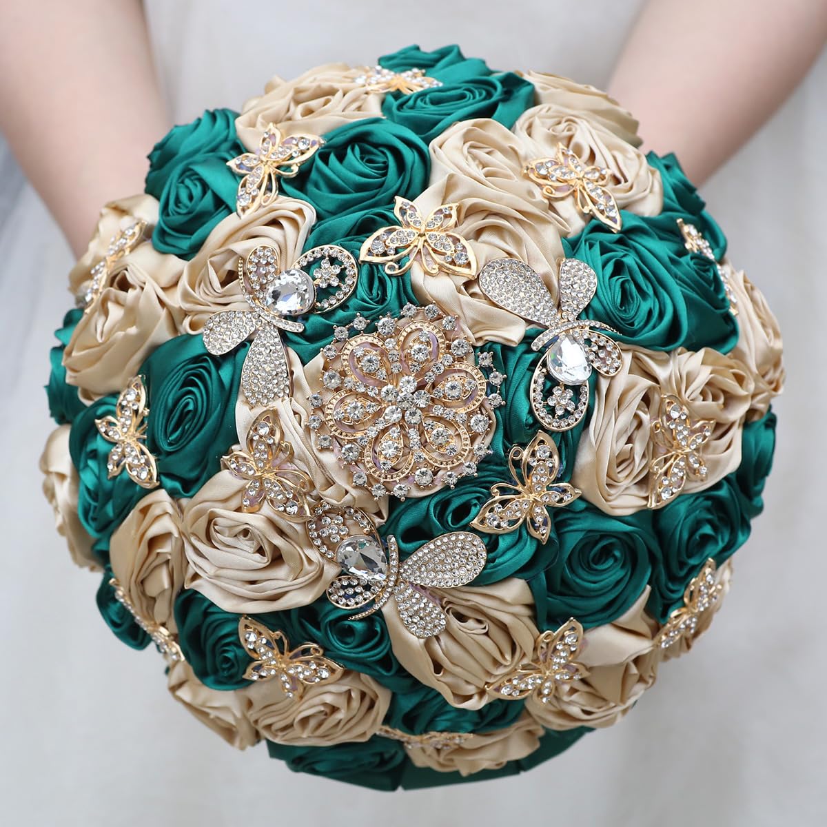 Mhojpik Handmade Wedding Flowers Bouquet Round Holding Bridal Bouquet ...