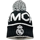 Real Madrid Knit Beanie Winter Hat, Licensed R. Madrid Soccer Skull Cap Beanie Black