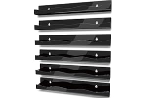YMVV 15" Nail Polish Rack Wall Mounted Shelf,6 Pack Black Acrylic Organizer Supplies for Nail Techs,Great Display for Salons Retailers
