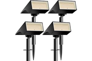 Koicaxy Solar Lights Outdoor Waterproof 4 Pack IP65, 100 LEDs 4 Light Modes, Higher Charging Efficiency, Auto On/Off Solar Landscape Spotlights for Garden Decor Yard Pathway Patio - Warm White